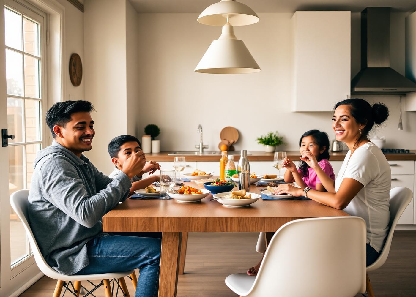 Familia disfrutando en casa con productos Averonza